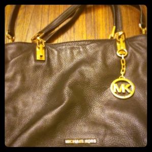 Black Leather Big MK Purse - Authentic